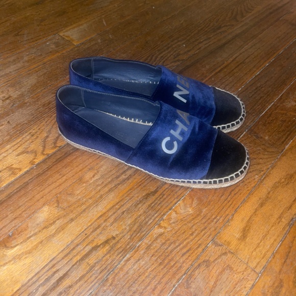 Chanel Blue Velvet Espadrilles - Picture 2 of 4